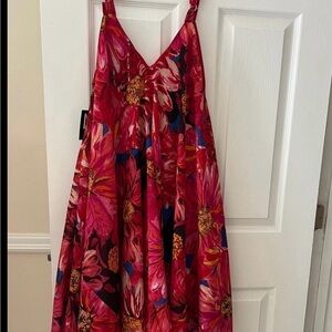 MLLE GABRIELLE NWT SUMMER FLORAL FUSCHIA ASYMETRICAL PLUS SIZE DRESS